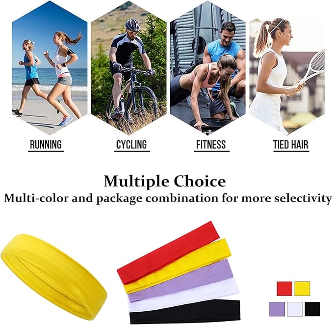 Workout Headbands Non Slip Headband Sport Headbands Sweatbands Elastic Sport Hair Bands for Sports Travel Indoor Fitness Gym