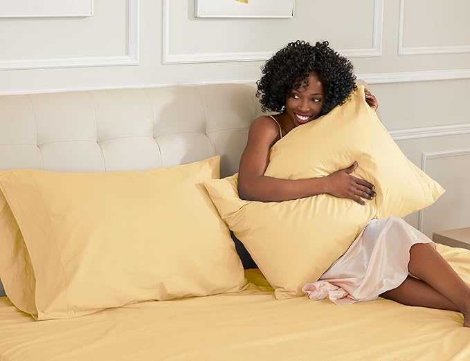 Sunflower King Pillowcases Set of 2, 100% Cotton King Pillow Cases 2, 20×40 inches Sheepskin, Soft and Breathable