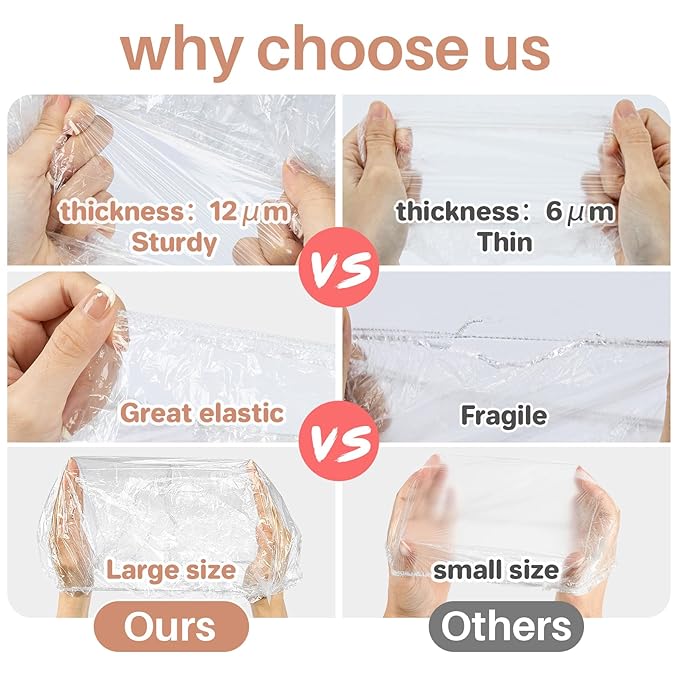 MAQIHAN 100 Disposable Shower Caps Unisex - Large Plastic Hair Caps for Deep Conditioning Shower Cap Reusable Waterproof for Women Men Hair Treatment Bath Cap for Long Hair Travel Essentials