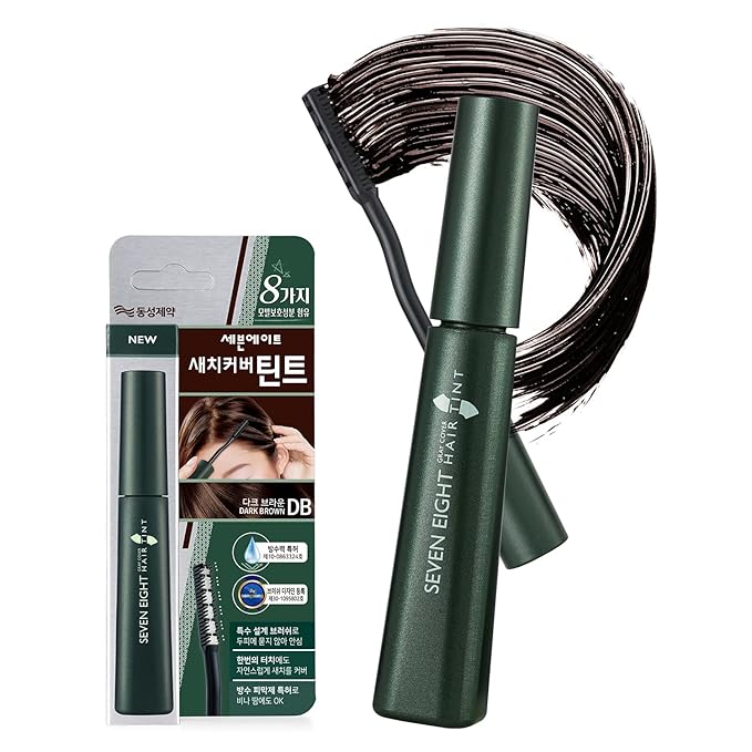 SEVEN EIGHT Gray Cover Root Touch Up Mascara Quick Cover Root Tint, Water-Resistant Concealer, Temporary Cover Up Brush for Hair Mustache & Beard (DARK BROWN)