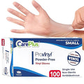 CARE PLUS Pro Vinyl Clear Gloves - Small Size, 100 Count | Latex-Free, Powder-Free, Heavy Duty, Non-Sterile, | Food Prep, Kitchen & Cleaning Gloves, Hair Coloring | Ideal for Professional Use