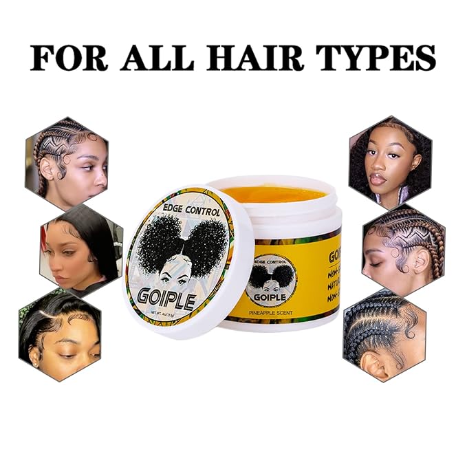 Edge Control Wax for Women Strong Hold Non-greasy, 4 OZ Edge Wax Styling Gel for Black Women Hair No Flaking, White Residue, Shine and Smooth, Long Lasting For All Hair Types (Pineapple Scent)