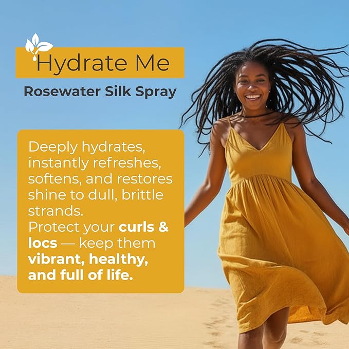 Hydrate Me Rosewater Silk Spray with Silk Amino Acids and Coconut Water To Refresh and Revive All Hair Textures and Styles, Light Floral Spray for use with LOC/LCO Methods, 8 ounces
