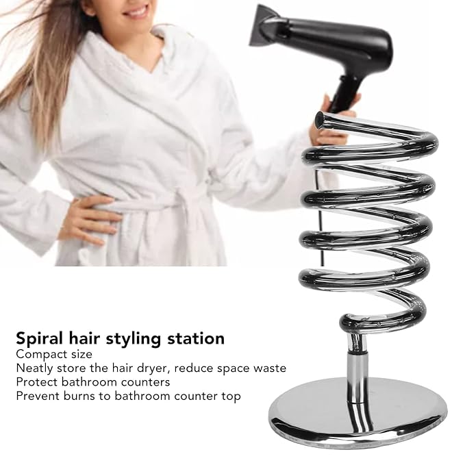 Spiral Countertop Hair Styling Station Spiral Salon Blow Dryer Holder Stand For Bathroom Hair Salon