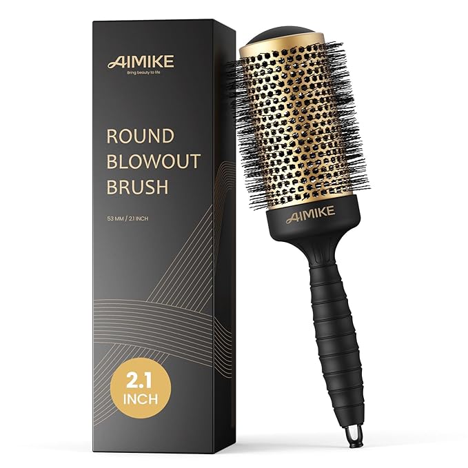 AIMIKE Round Brush for Blow Out, Large Round Hair Brush with Nano Thermal Ceramic Tech, Quick Blow Drying & Styling, Volumizing Blowout Brushes for Women Long Hair, 2.1 in Barrel (Not-electric)