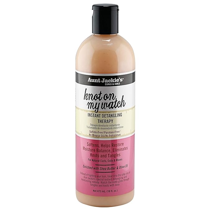 Aunt Jackie's Curls and Coils Knot On My Watch Instant Hair Detangling Therapy for Natural Curls, Coils and Waves, Enriched with shea Butter, 16 oz