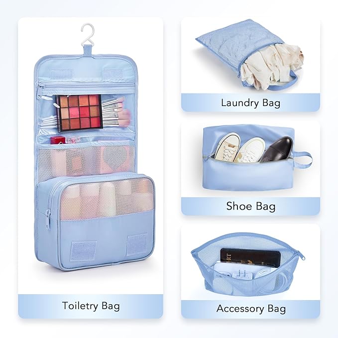10 Set Compression Packing Cubes for Travel Essentials,Compressible Expandable Packing Cubes for Suitcase,OlarHike Luggage Organizer Bags for Travel,Handy Helper for Organizing Clothes(Light Blue)