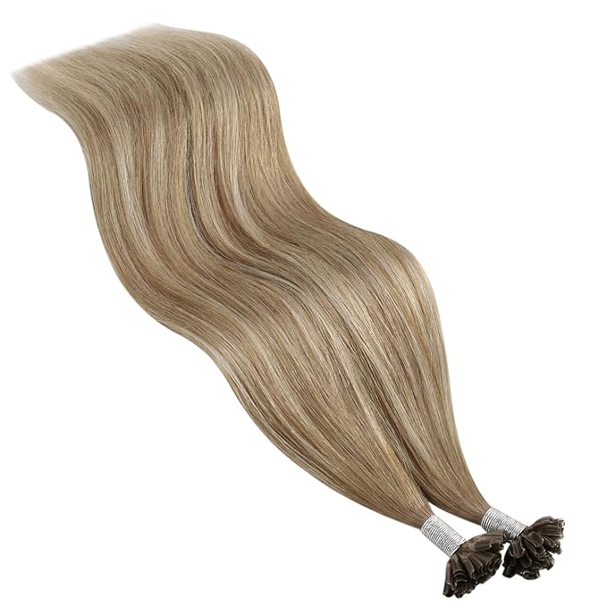 YoungSee Human Hair U Tip Hair Extensions Balayage Light Brown and Platinum Blonde Utips Remy Hair Extensions Balayage U Tips Keratin Hair Extension K Tips Human Hair Extension Ombre 1G/S 50G 20In