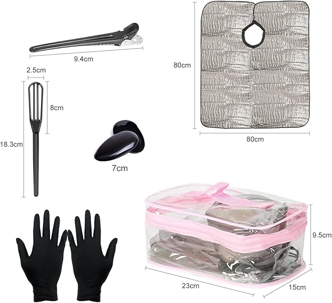 Professional Hair Dye Kit - Hair Coloring Bowl, Mixing Brush, Applicator Brush, Hair Clips, Ear Covers & Cape for Home Salon Use, All Hair Types (1 Set)