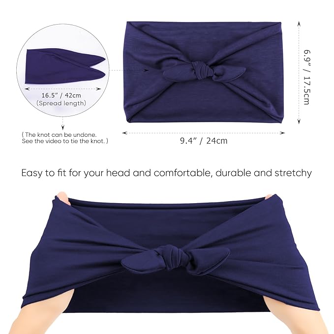 DRESHOW 8 Pack Bow Headbands of Solid Color for Women’s Hair Non Slip Wide Vintage Head Wraps Knotted Cute Hair Band Accessories