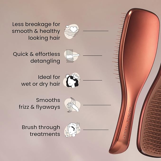 Tangle Teezer Chrome Ultimate Detangler Brush for Wet & Dry Hair, Eliminates Knots & Reduces Breakage for Straight to Curly Hair Types, Chocolate Bronze