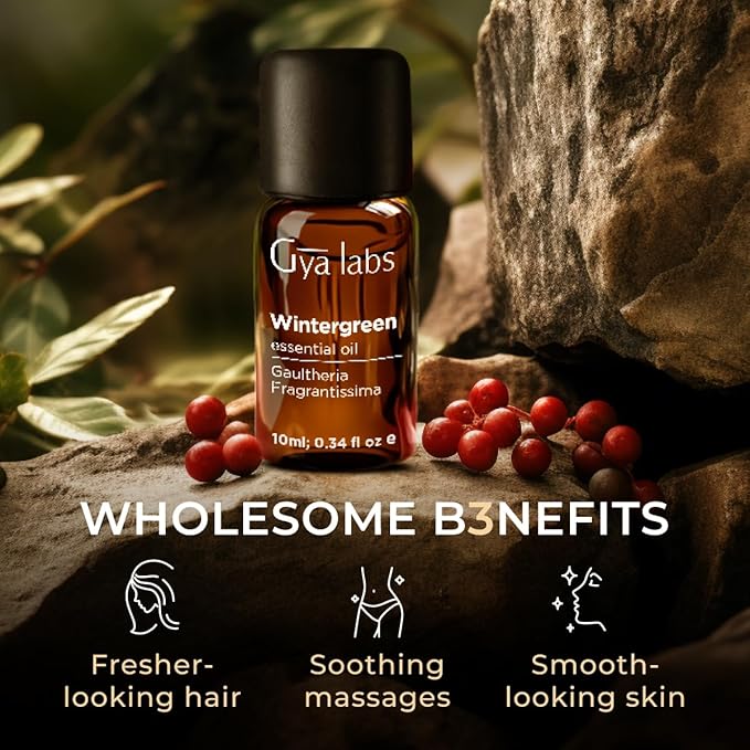 Gya Labs Wintergreen Essential Oil - 0.34 Fl Oz - for Hair, Skin, Diffuser, Aromatherapy & DIY Candle Making Scent