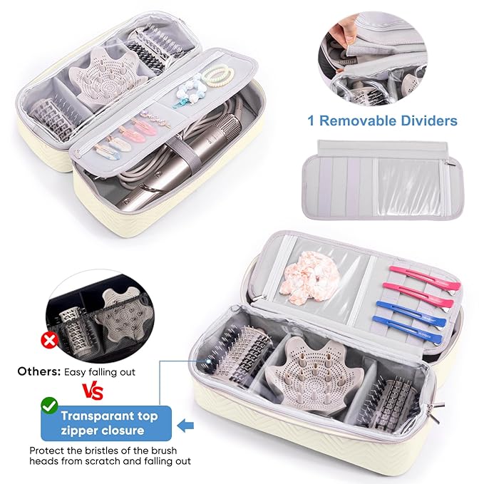 Hair Tools Travel Case with Black Hair Dryer Bag, Large Hair Tools Travel Carrying Case for Shark FlexStyle/SmoothStyle - Hair Air Wrap Dryer Storage Case Flat Curling Iron Travel Organizer