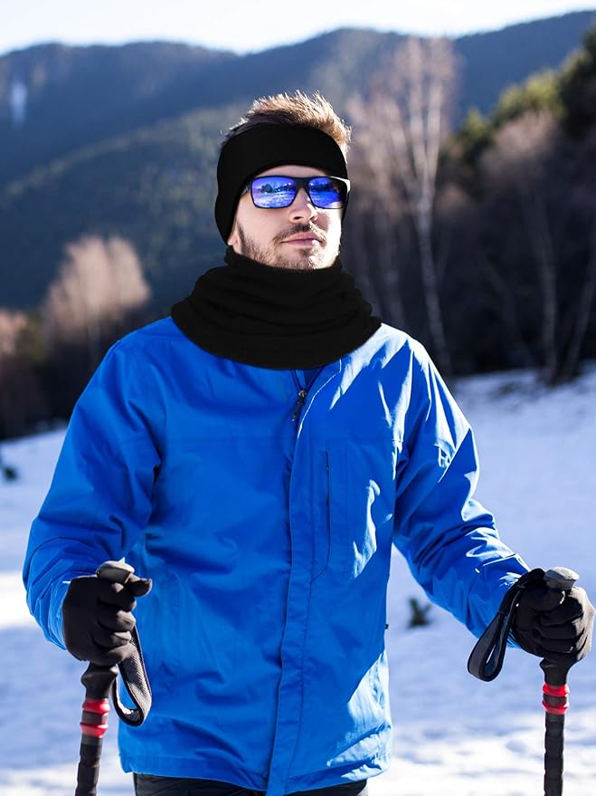 SATINIOR 6 Pieces Ear Warmer Headband Warmer Face Mask Fleece Neck Gaiter Touch Screen Winter Knit Gloves for Men and Women