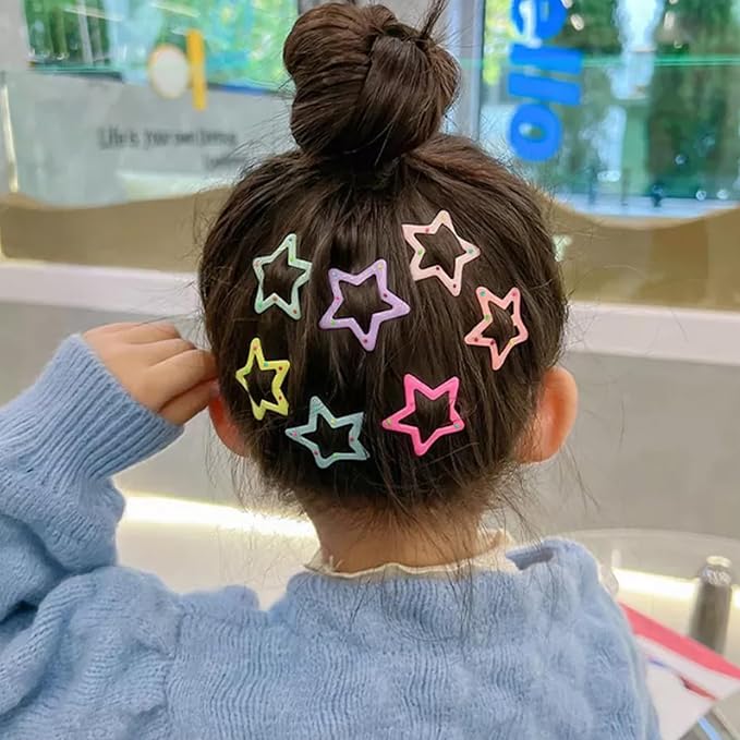 Star Hair Clips Multiple Colors Snap Hair Barrettes Non Slip Star Hair AccessoriesMetal Hair Clips for Girls Women -30 PCS 1.18"