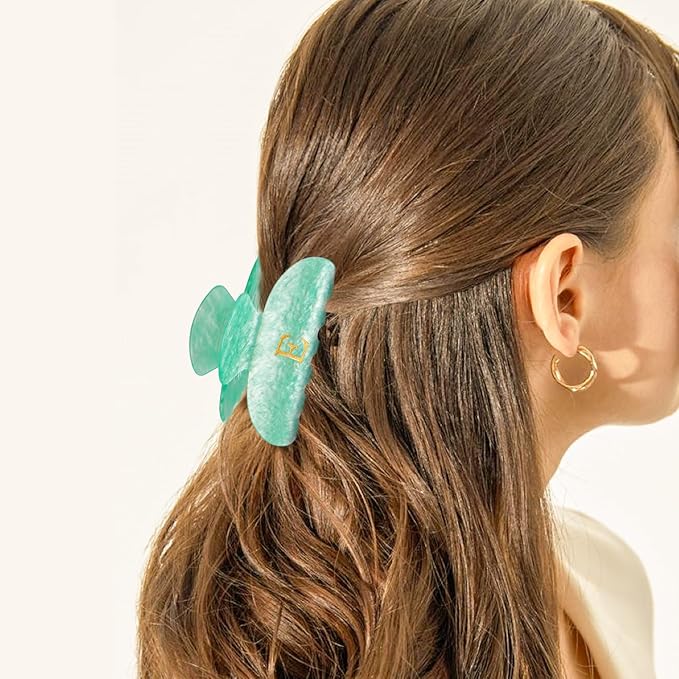 Personalized Cute Hair Clips Initial Claw for Girl Girlfriend Wife Teacher Mom Her 16th 17th 18th Birthday Gifts - Green,H