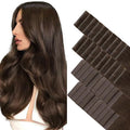 GOO GOO Invisi Edge Tape in Hair Extensions Human Hair, 4A Chocolate Brown 20pcs injected with 20pcs classical tape ins, 16inch 100g, Virgin Remy Hair, Natural Look