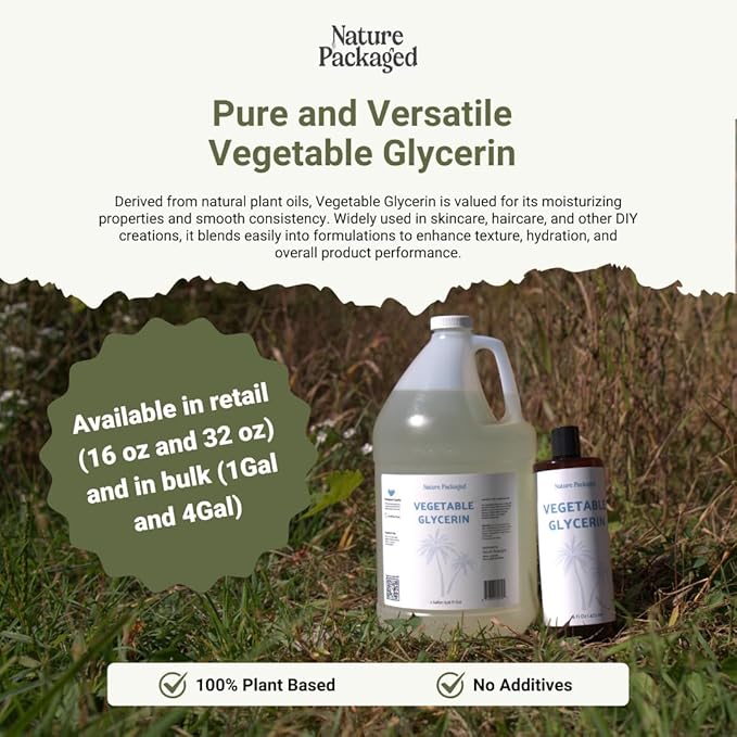 Vegetable Glycerin Oil - 100% Pure Plant Based Glycerol for DIY Skincare, Hair Care, Soap Making & Cosmetics - Vegan Moisturizing Humectant for Lotions & Creams - USP Grade 1 Gallon