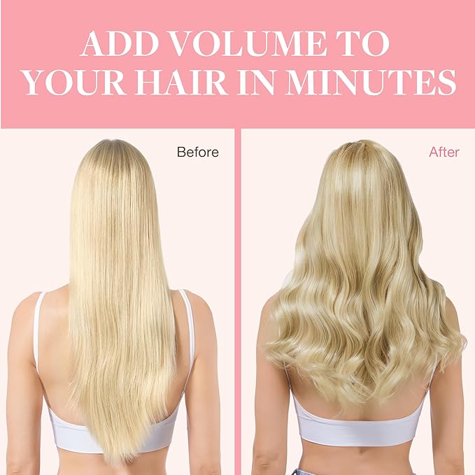 GOO GOO Clip in Hair Extensions Real Human Hair, Remy Human Hair Extensions Clip ins for Women, Natural Human Hair, 14inch 120g 7Pcs, 8A/22 Medium Brown Highlighted Golden Blonde