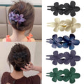 5Pcs Flower Flat Hair Clips for Women Matte Flat Hair Claw French Alligator Clips Non-Slip Cute Duck Billed Flat Claw Clips for Thick Hair for Girls, white,green,black,purple,blue