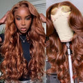 AMIRTY 250 density Dark Ginger Wig Human Hair Pre Plucked 13x4 Auburn Colored Lace Front Wigs Body Wave Glueless Wigs Human Hair HD Lace Frontal Reddish Brown Human Hair Wig 22 Inch