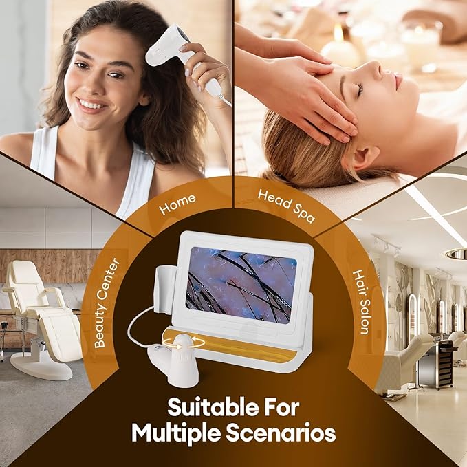 11 Inch HD Screen Scalp Analysis Machine with 50x/200x Lenses, Hair Scalp Analyzer & Microscope for Skin and Hair Follicle, No App Required, for Home & Salon Use
