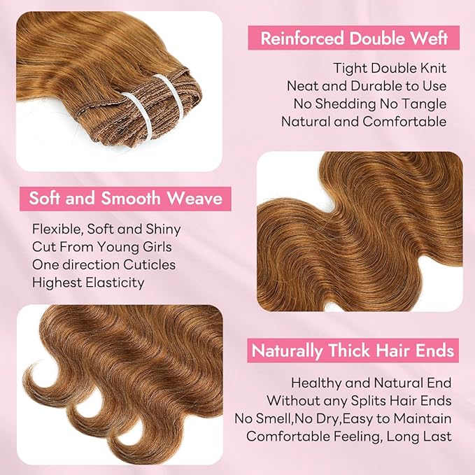 Clip in Hair Extensions Real Human Hair Body Wave 6 Chestnut Brown Clip in 100% Brazilian Remy Human Hair Extensions 8pcs Per Set with 18 Clips Double Weft 16 Inch 90g/3.6oz