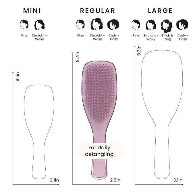 Tangle Teezer Chrome Ultimate Detangler Brush for Wet & Dry Hair, Eliminates Knots & Reduces Breakage for Straight to Curly Hair Types, Mauve