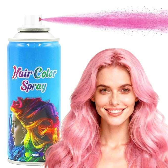 Pink Hair Spray, Temporary Hair Color Spray for Women, Men, Kids, One-Time Use Washable Hair Dye, Natural Hair Color Wax for Christmas, Hallowen, Cosplay, Festival Party Costume Makeup, DIY (Pink)