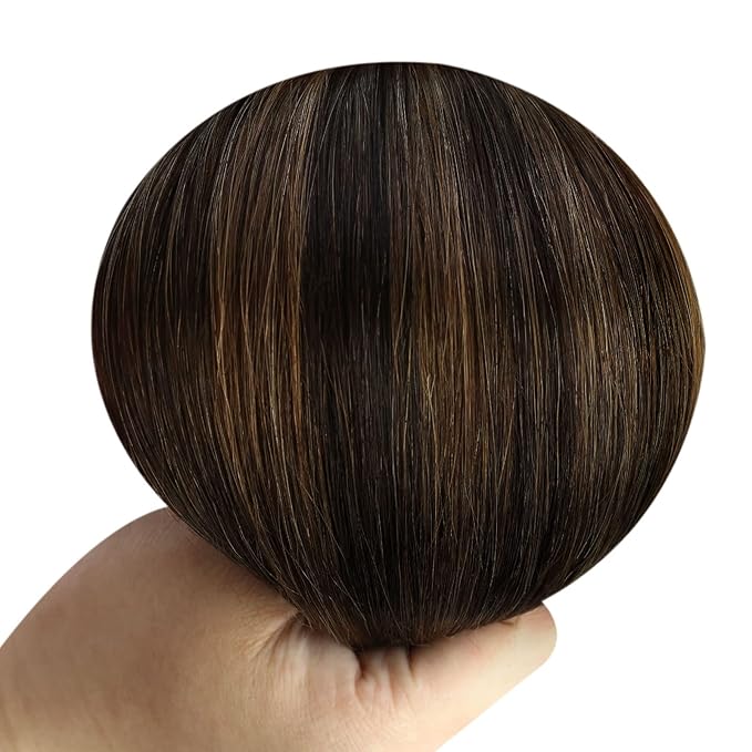 YoungSee Wire Human Hair Extensions Brown Wire Hair Extensions Human Hair Balayage Darkest Brown with Medium Brown Fish Line Hair Extension Real Human Hair 80G 16In