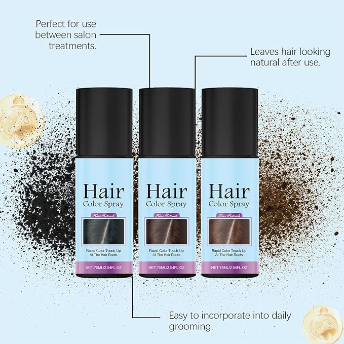 Temporary Root Touch Up Spray,Temporary Root Touch Up Hair Color Spray,Instant Covers Grey Hair (Light Brown)