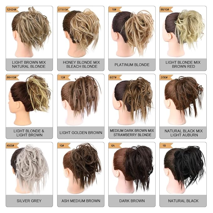 HMD Tousled Updo Messy Bun Hair Piece Hair Extension Ponytail With Elastic Rubber Band Updo Extensions Hairpiece Synthetic Hair Extensions Scrunchies Ponytail Hairpieces for Women (Darkest Brown)