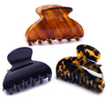 Womens Hair Clips Medium Claw Clips Tortoise Hair Jaw Clips Celluloid Hair Claw Clamps Acetate Hair Clip 3 Pack,Tortoise Shell/Black/Brown