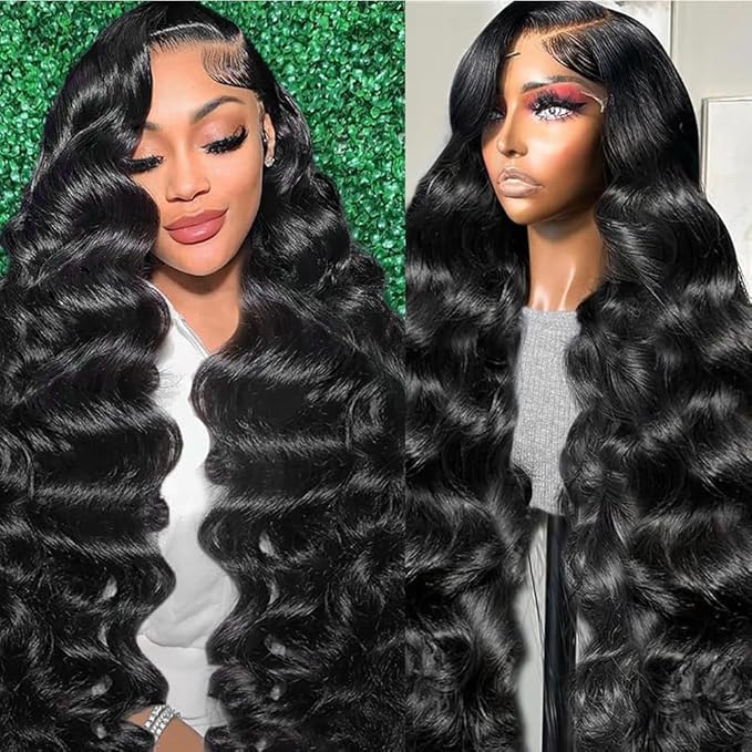 AMIRTY 250 Density 13x6 Lace Front Wigs Human Hair Pre Plucked Real Virgin Human Hair Wig Invisilbe Hairline Tiny Knots Body Wave HD Lace Frontal Wigs 3X Longer Lifespan 28 Inch