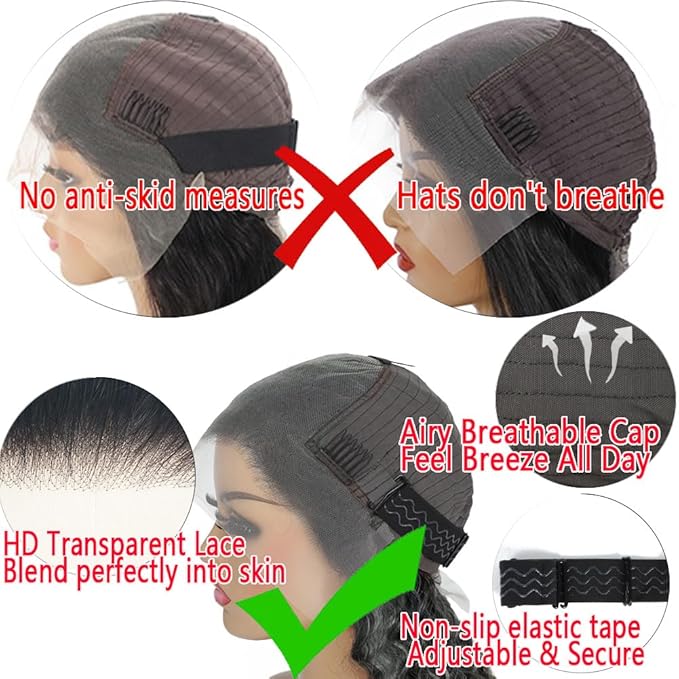32 Inch 13x6 HD Lace Front Wigs Human Hair Straight Wigs Human Hair Pre Plucked 200 Density Glueless Wig Natural Black 13x6 Lace Frontal Wigs for Women