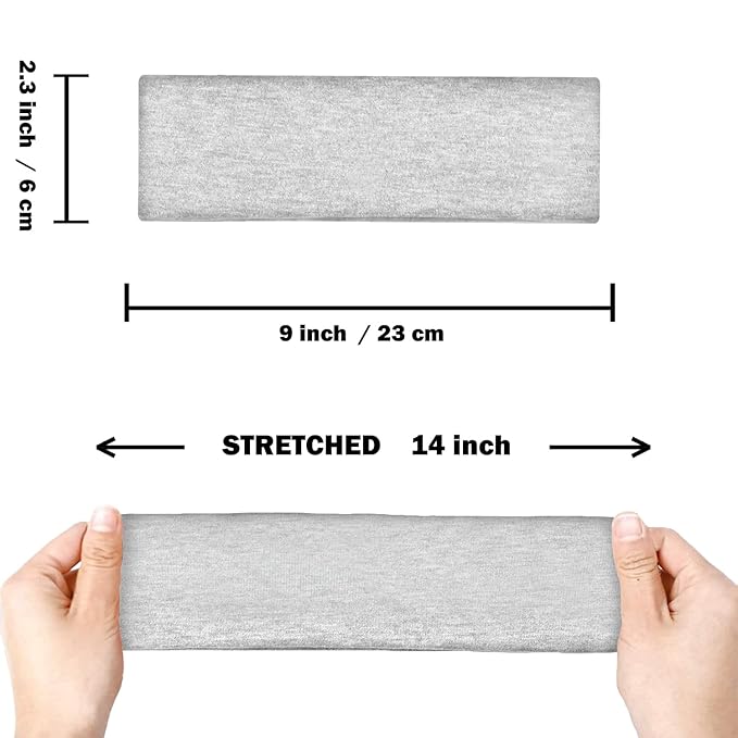 IVARYSS Workout Headbands for Women Non Slip, Premium Stretchy Soft Fabric Head Bands for Women's Hair, Wear for Yoga, Running, Sport, 6 Pack, Solid Color