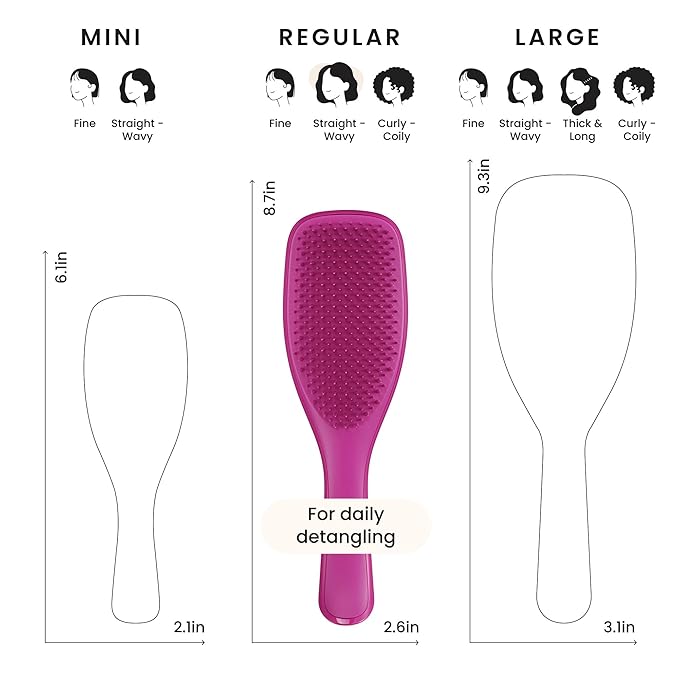 Tangle Teezer Ultimate Detangler Brush for Wet & Dry Hair, Eliminates Knots & Reduces Breakage for All Hair Types, Electric Raspberry