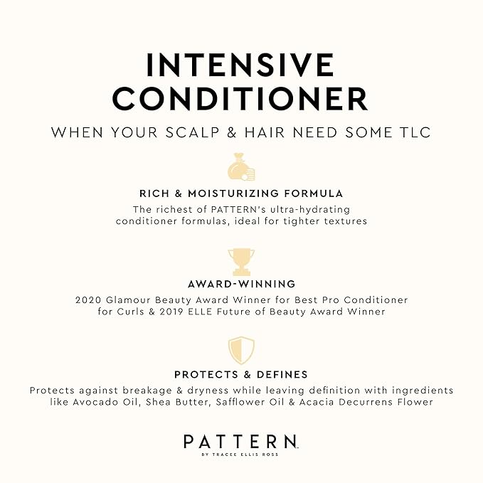 PATTERN Beauty by Tracee Ellis Ross Intensive Conditioner, 29 Fl Oz, Shea Butter, Avocado Oil & Vitamin E, Extreme Moisture for Curly Hair, Curl Restoration and Tight-Textures, 3a-4c