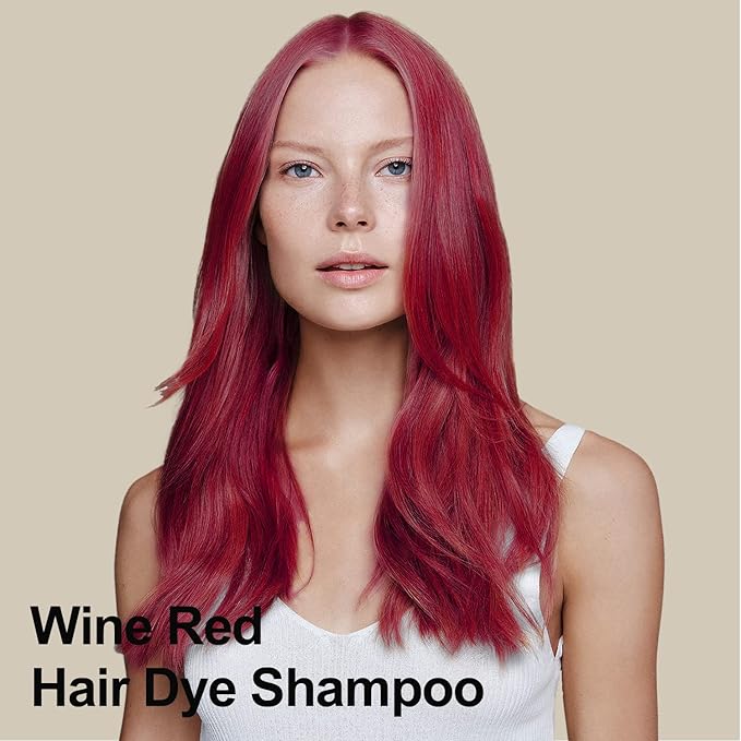 Wine Red Hair Dye 16.9 Fl Oz, Argan Oil Hair Shampoo, 3 in 1 Hair Dye Shampoo, Easy To Use, Semi-Permanent Hair Color Shampoo (Wine Red)