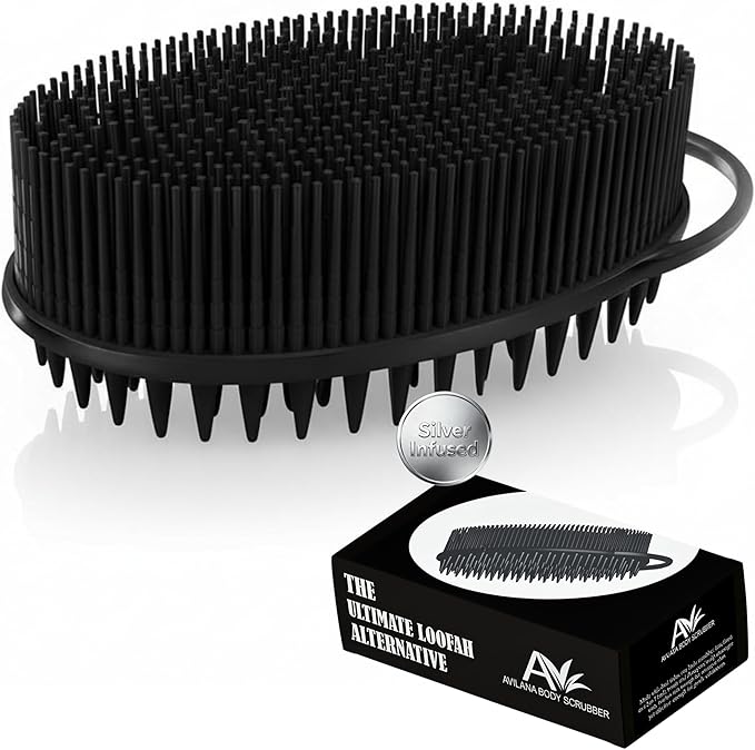 Silver Infused Scalp Massager Shampoo Brush - Advanced Material Hair Scrubber - Avilana Premium Scalp Exfoliator Head Massage - Gentle Daily Cleansing All Hair - Gift Women Men