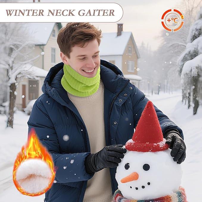 Neck Warmer Gaiter, Winter Fleece Lined Face Mask Scarf for Men Women, Thick Warm Cold Weather Running Ski Neck Cover