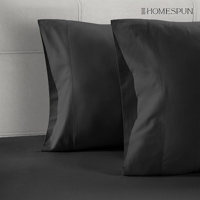 Lane Linen 100% Organic Cotton Black Pillow Cases - Set of 2 - 20"x26"