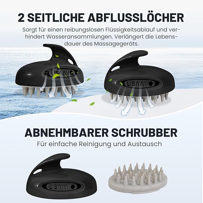 3 in 1 Scalp Scrubber, Hair Scalp Massager, with 3 Replacement Brushes, Shampoo Brush for Relaxing, Deep Cleansing Exfoliator & Soothes itching - Wet/Dry Use for All Hair Types, Black