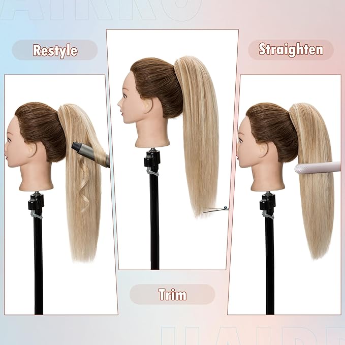 Hairro Ponytail Hair Extensions Claw Clip In Ponytails Jaw On Ponytail Extensions 100% Real Human Hair Long Straight Jaw/Claw Clips Pony Tail Hairpieces For Women 16 Inch 105g #02 Dark Brown