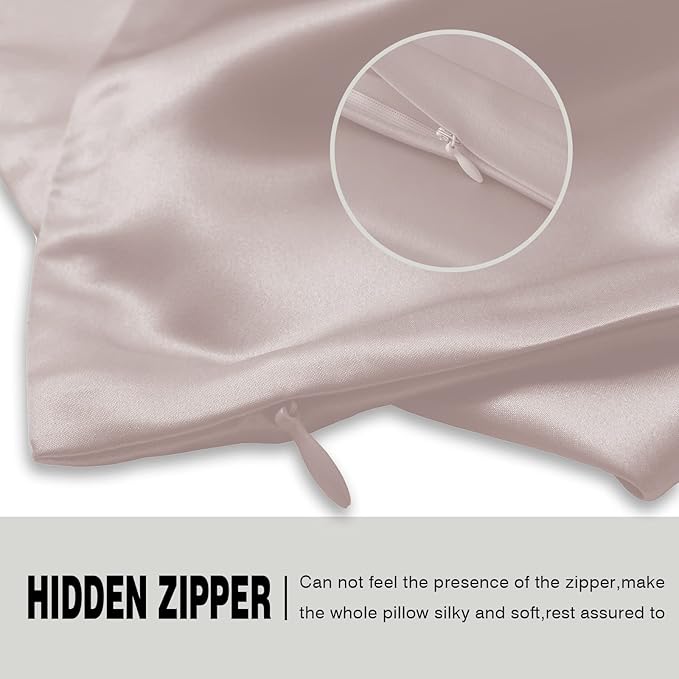 Mulberry Silk Pillowcase for Hair and Skin Standard Size 20"X 26" Pillow Case with Hidden Zipper Soft Breathable Smooth Cooling Covers for Sleeping(Apricot Gray,1Pcs)