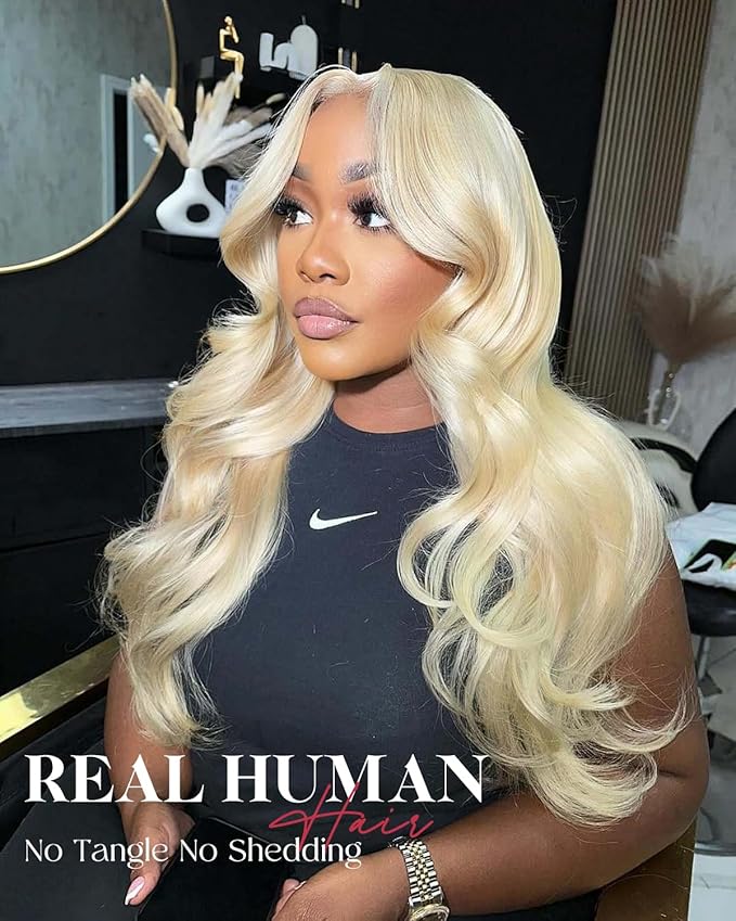 Alididi 613 Lace Front Wig Human Hair 13x4 Blonde Body Wave Hd Transparent Lace Frontal Wigs Human Hair Pre Plucked With Baby Hair 180% Density Blonde Glueless Wigs Human Hair 36 Inch