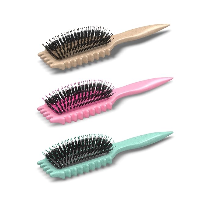 Bounce Curl Define EdgeLift Brush, 5-in-1 Tool for Effortlessly Defined Curls, Waves & Coils, Reduces Frizz - Pink