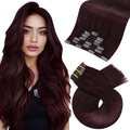 Moresoo Clip in Hair Extensions Remy Double Weft Human Hair Clip in Extensions Straight Red Wine Hair Extensions for Women Burgundy #99J 7pcs 120g 20inch