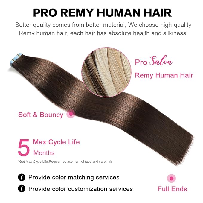SUYYA Tape in Hair Extensions Human Hair 100% Remy Human Hair Darkest Brown 50g/pack 20pcs Straight Seamless Skin Weft Tape in Human Hair Extensions(24 inches #2 Darkest Brown)