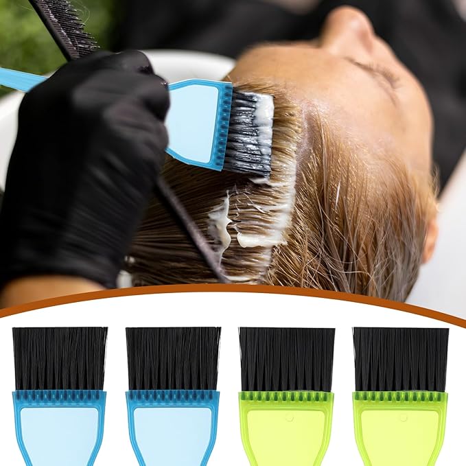 4 Piece Hair Dye Brush Set Hair Color Applicator Brush Reusable Color Tint Applicator Brushes Professional Hairs Stylist Supplies for Salon Home DIY Tools(Green, Blue)